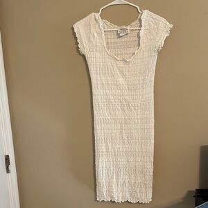 White Textured Midi Dress